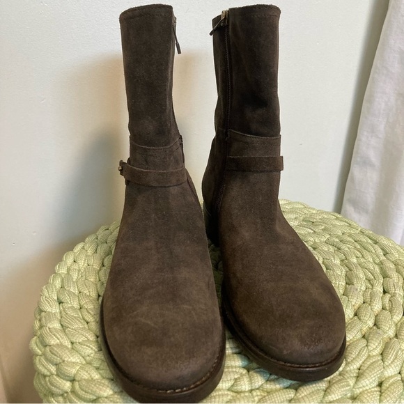 NWOB ALBERTO FERMANI Seppia Brown  Suede Mid Calf Moto Boots - Picture 4 of 11